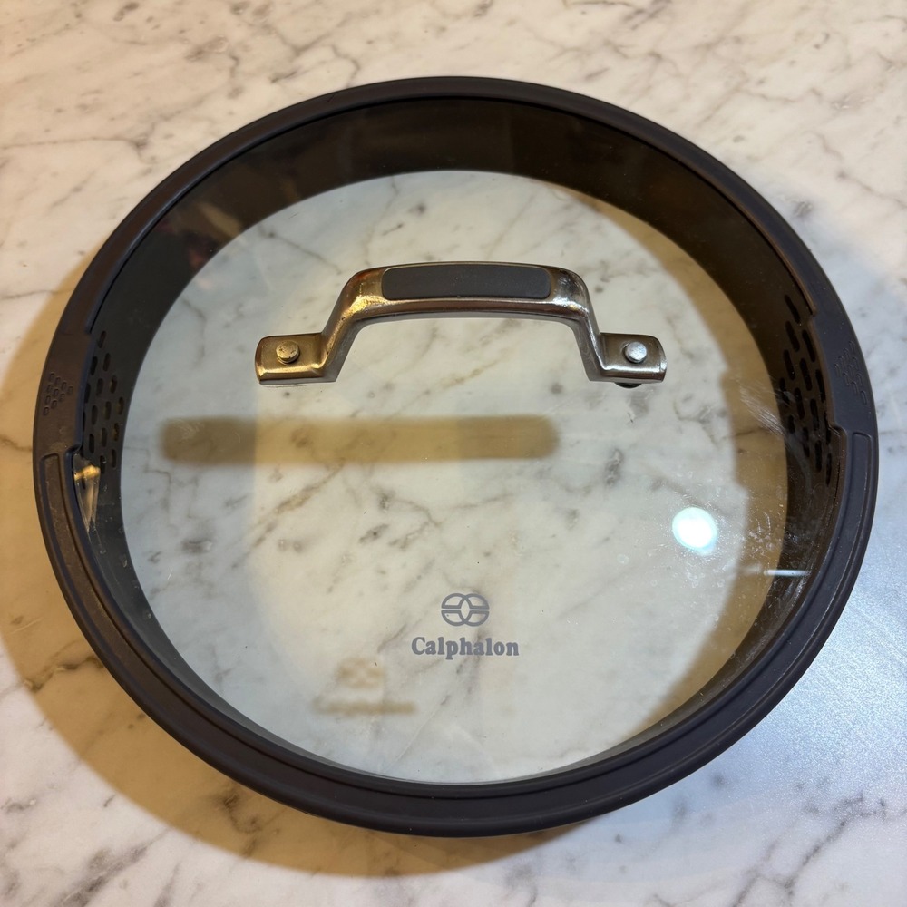 Calphalon Glass Straining Lid with Silicone Rim and Stay-Cool Handle 10 Inch